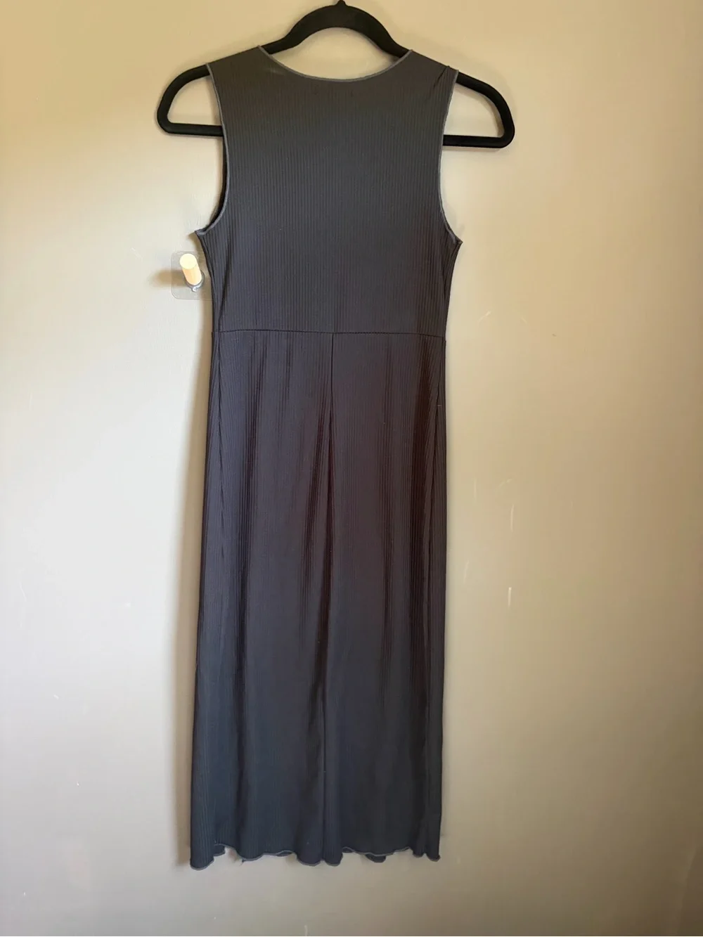 NWT Black Ribbed Lace-Up Midi Dress - Picture 2 of 5